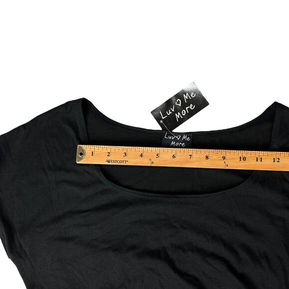 Luv Me More Asymmetrical Scoop Neck Tee Shirt Top Embellished Plus Size 1X Black - Picture 8 of 12